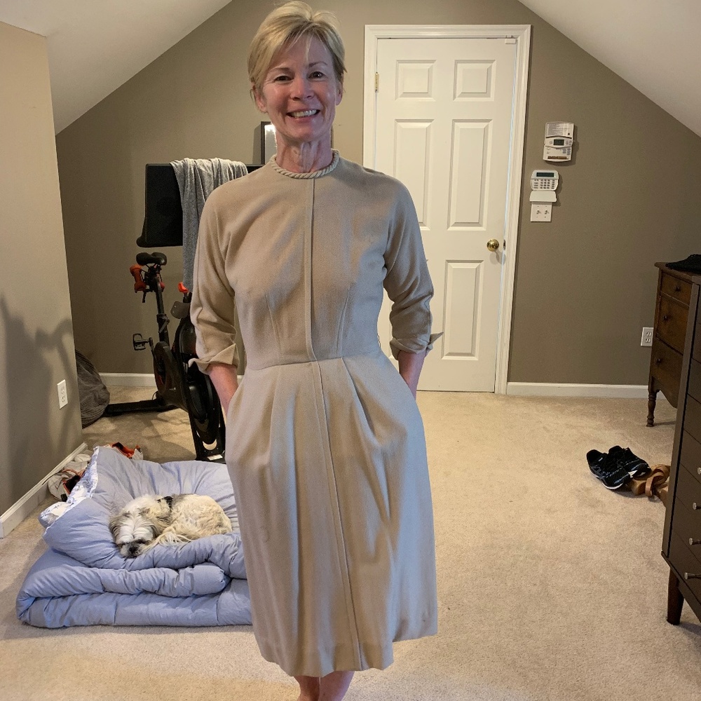 vintage cream wool dress